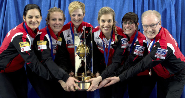Swift Current Sk, March 27, 2016.Ford World Woman's Curling Championship.Gold medalist Switzerland, Curling Canada/ michael burns photo